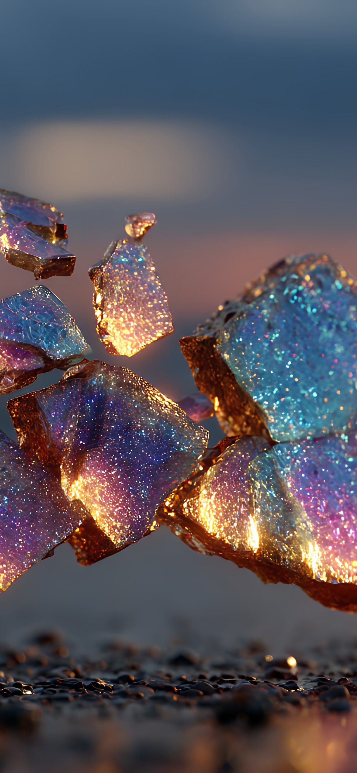 Iridescent crystals reflecting sunlight - Wallpapers for iPhone 12 Pro/13 Pro/14 in 1170x2532 resolution