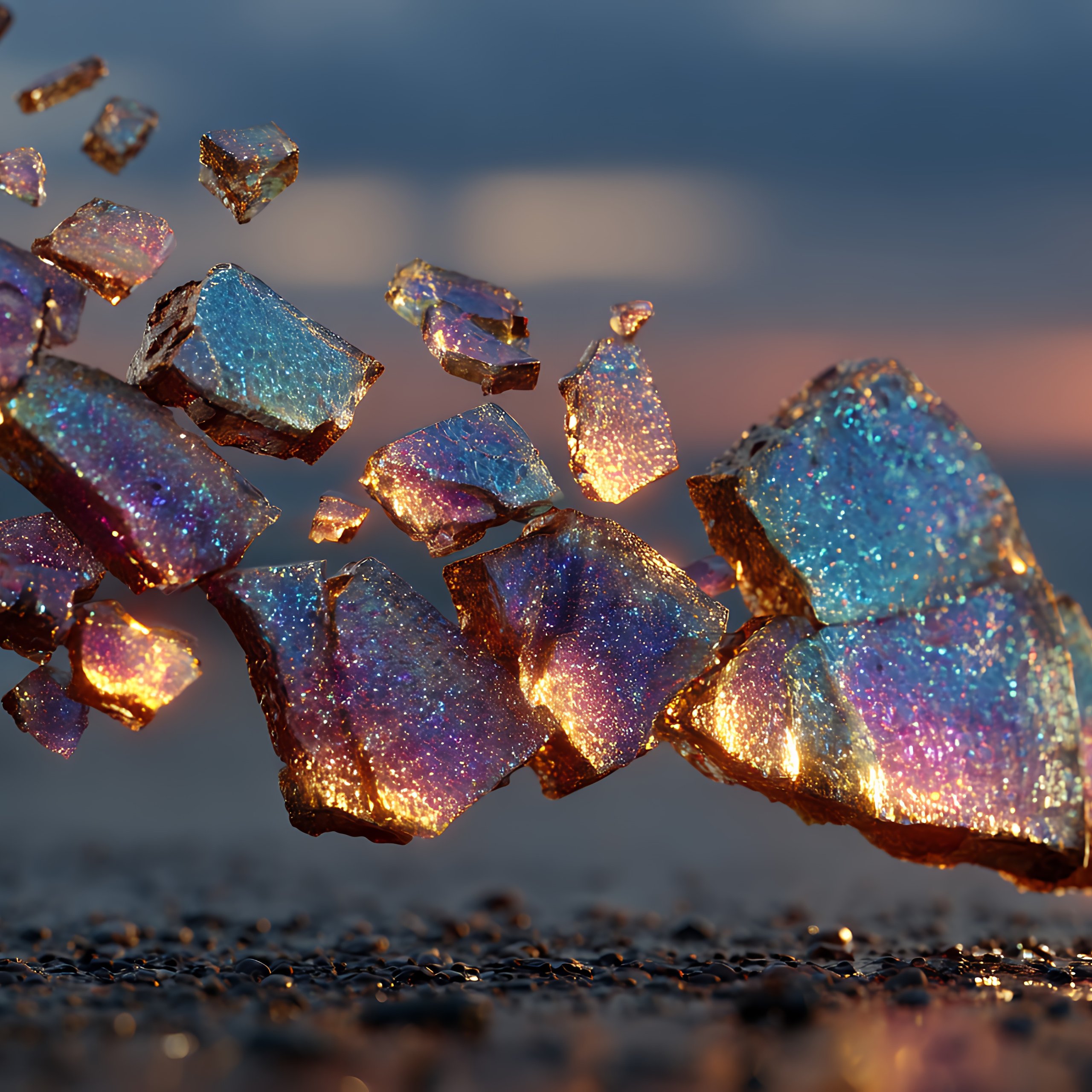 Iridescent crystals reflecting sunlight - Wallpapers for Samsung Galaxy Tab S9 FE+/Tab S11, Xiaomi Pad 5, Redmi Pad 2 Pro, POCO Pad in 2560x2560 resolution