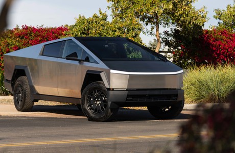 Futuristic Cybertruck on a Sunny Day