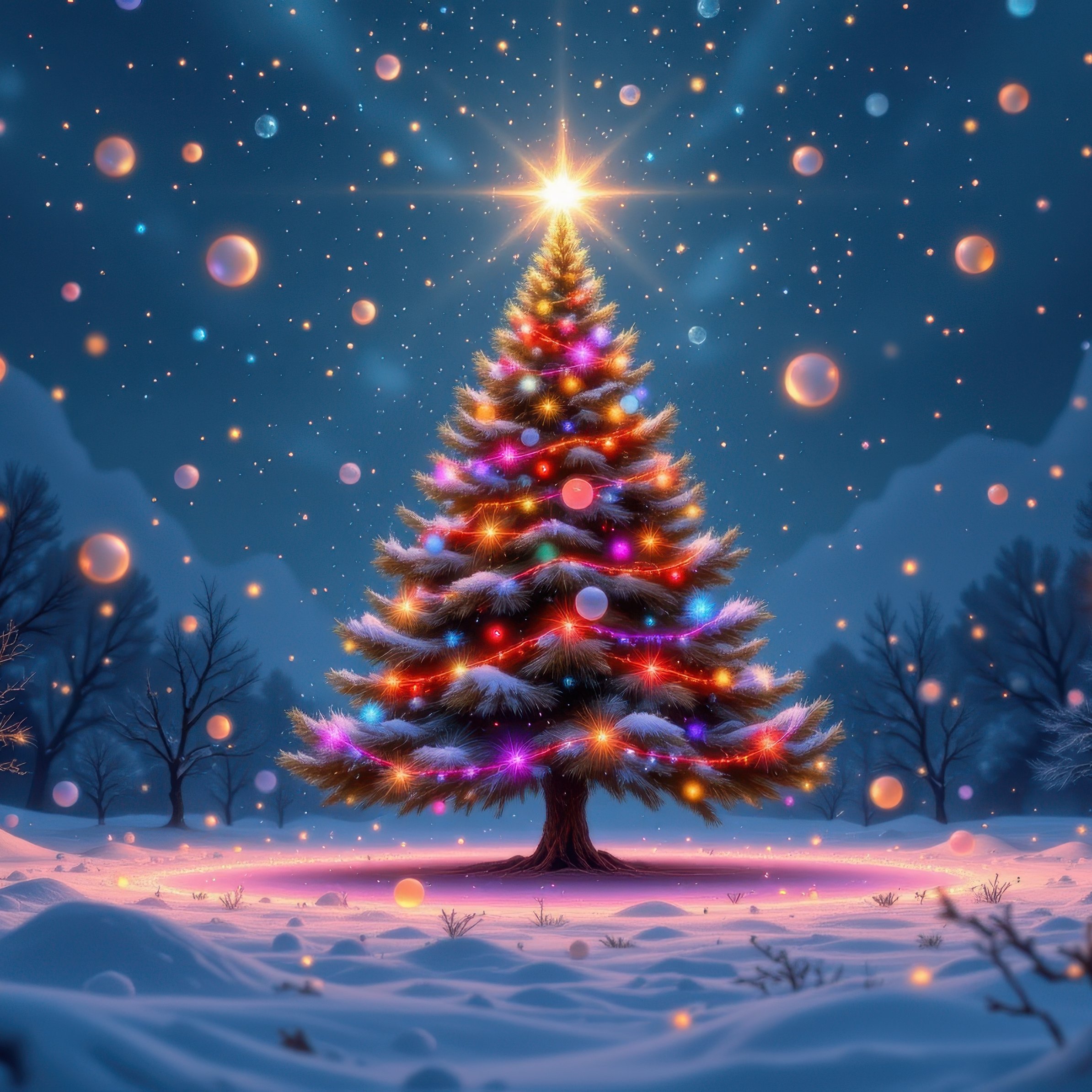 Christmas tree with a bright garland - Wallpapers for iPad Pro 11″ in 2388x2388 resolution