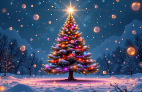 Celebrations wallpapers: christmas tree, lights, snow, winter
