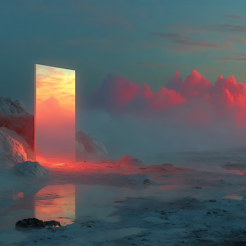 Mirrored monolith at sunset - Wallpapers for Apple iPad 1 in 1024x1024 resolution
