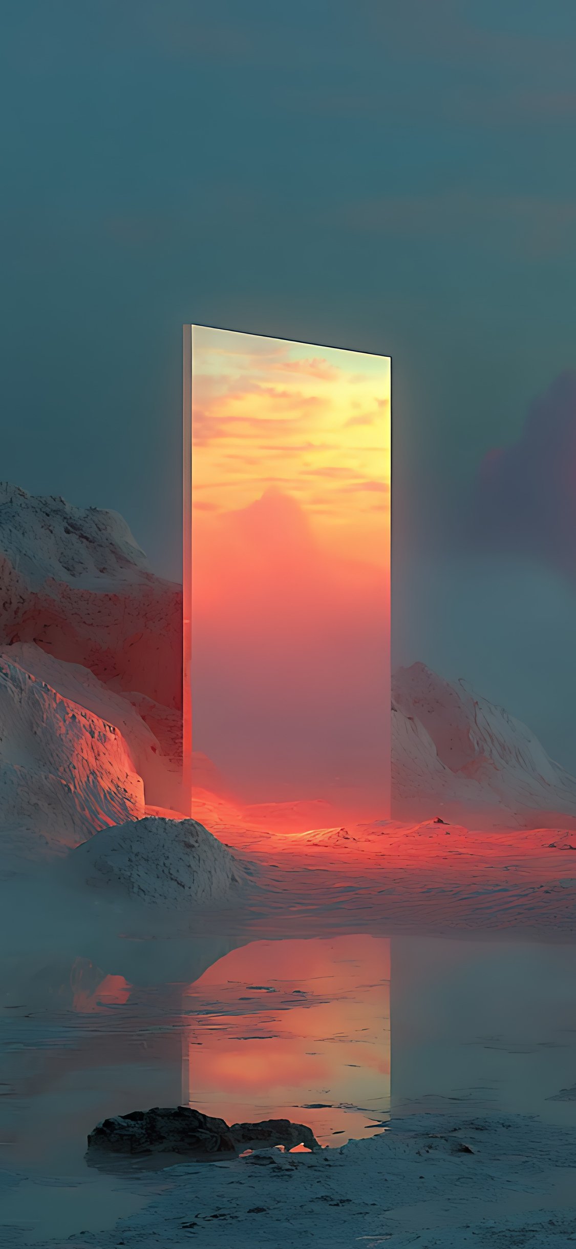 Mirrored monolith at sunset - Wallpapers for iPhone X/XS/11 Pro in 1125x2436 resolution