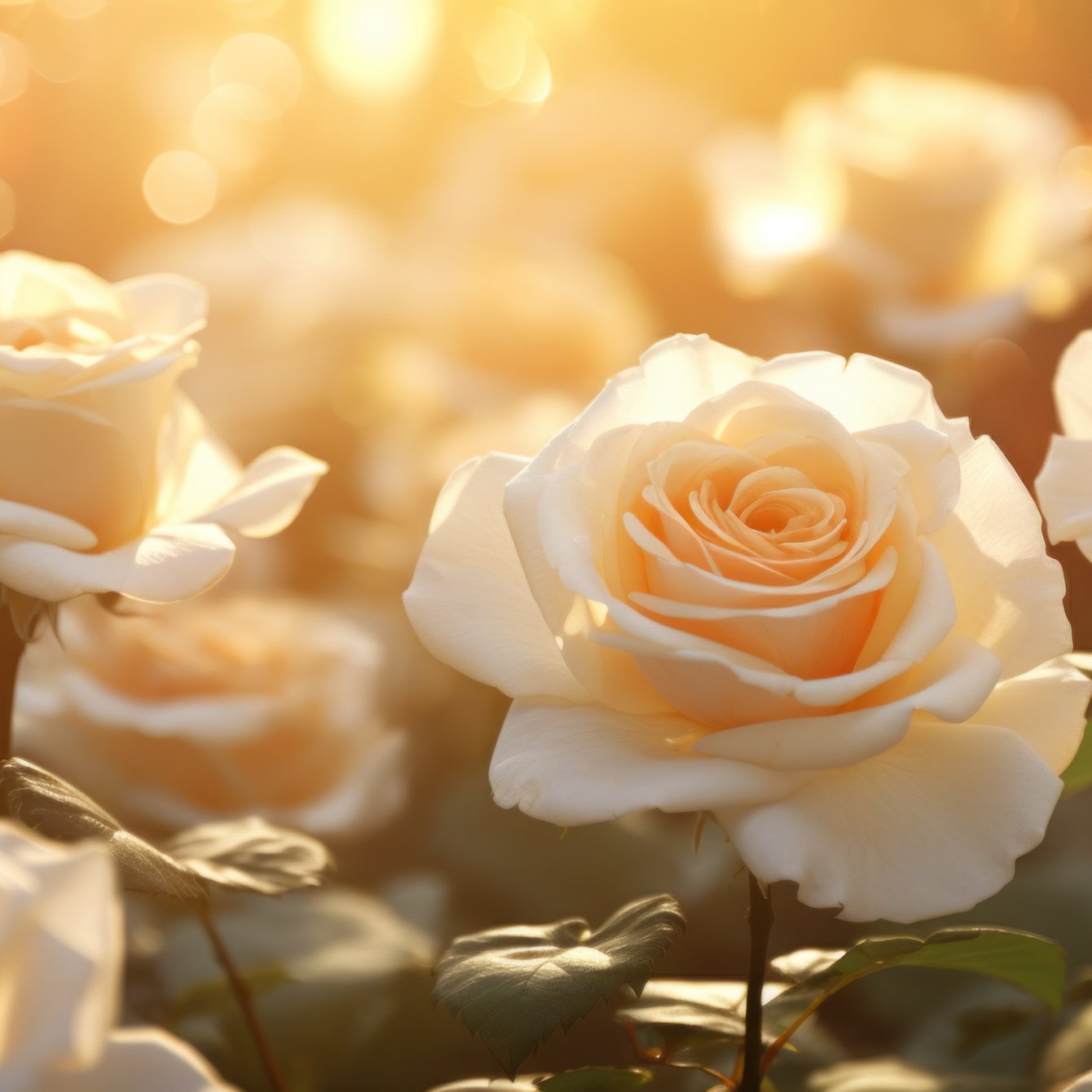 White roses at dawn - Wallpapers for Samsung Galaxy Tab in 1340x1340 resolution
