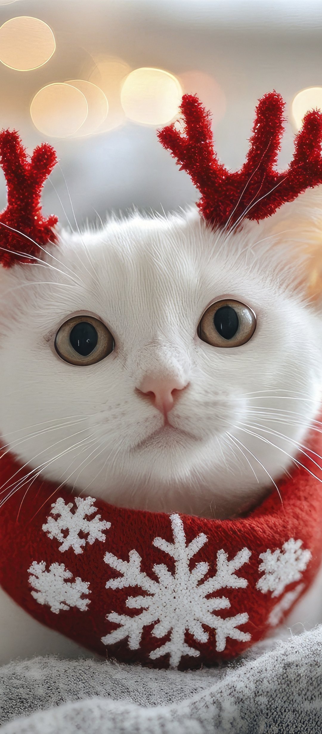 White cat with red horns - Wallpapers for TECNO/Infinix in 1080x2460 resolution