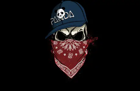 Dual Monitor Wallpapers hat (7680x2160): skull, bandana, cap, panda