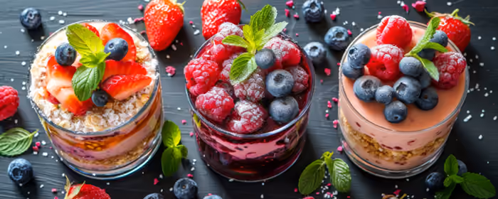 UltraWide 21:9 wallpapers (2560x1080): parfait, yogurt, berries, strawberry