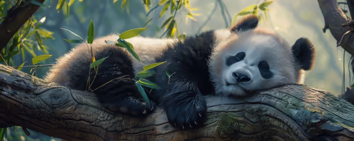 UltraWide 21:9 Relax wallpapers (3440x1440): panda, trees, branch, forest