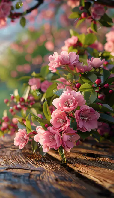 Nature wallpapers: cherry blossoms, summer, morning, field