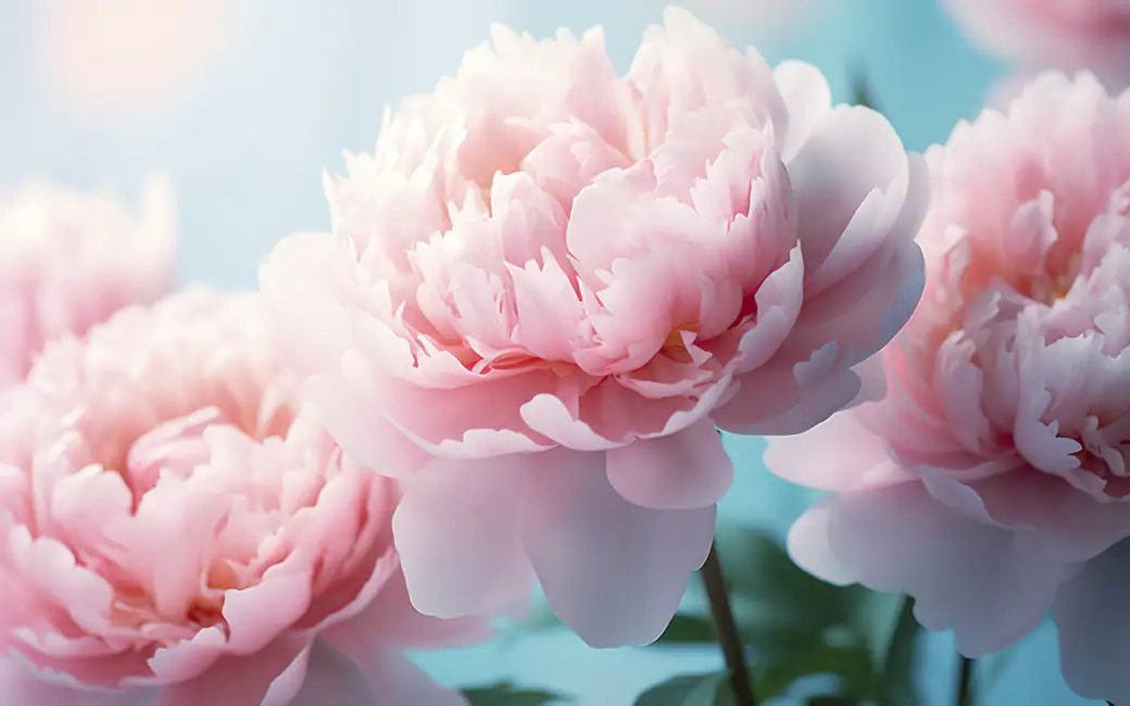 Pink peonies with large buds — desktop and phone wallpaper, free download