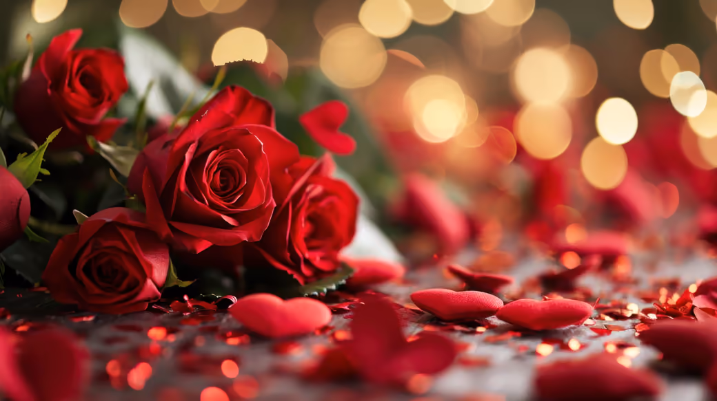 Red roses for Valentines Day — desktop and phone wallpaper, free download