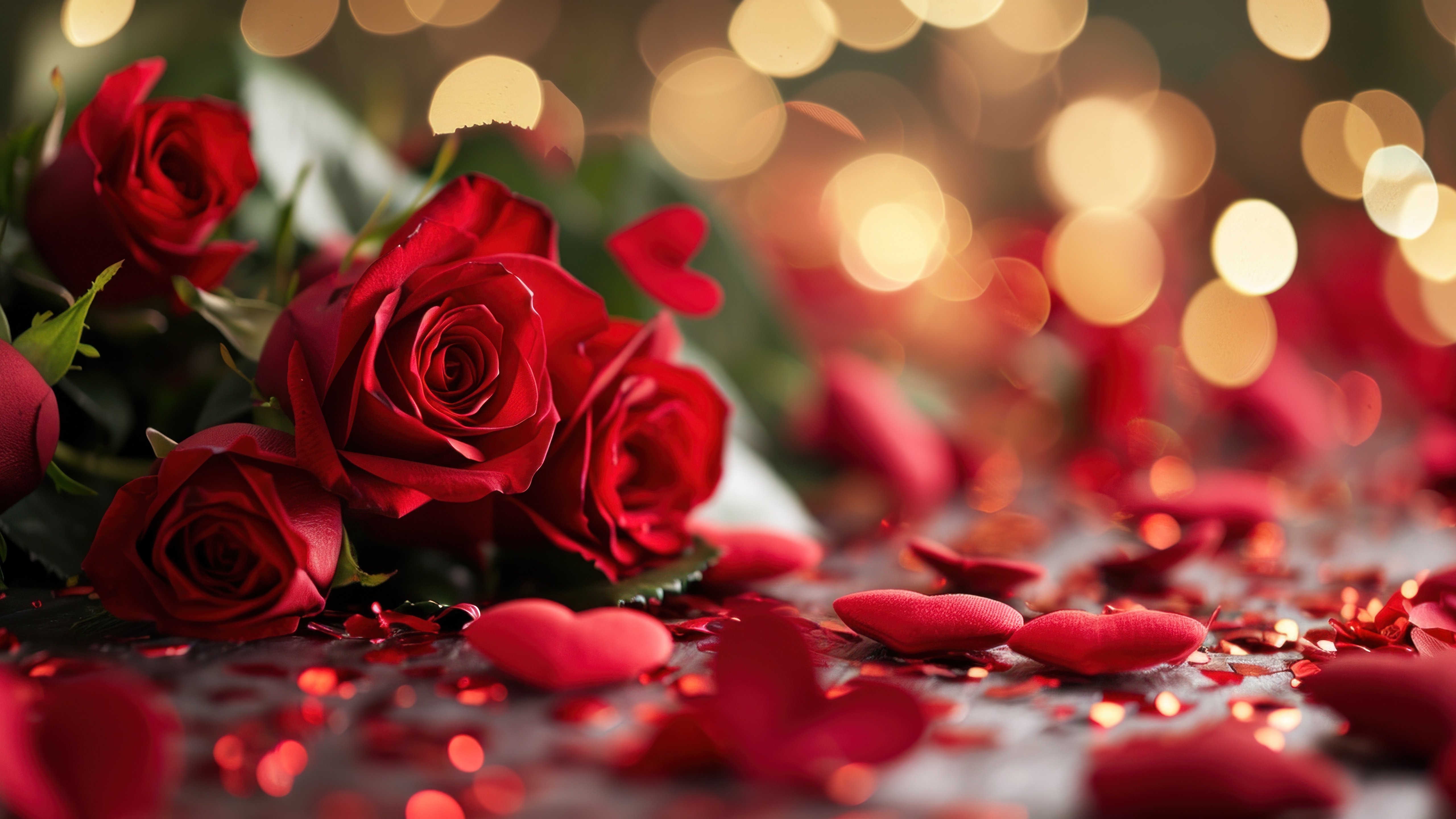 Red roses for Valentines Day - 5K wallpapers in 5120x2880 resolution