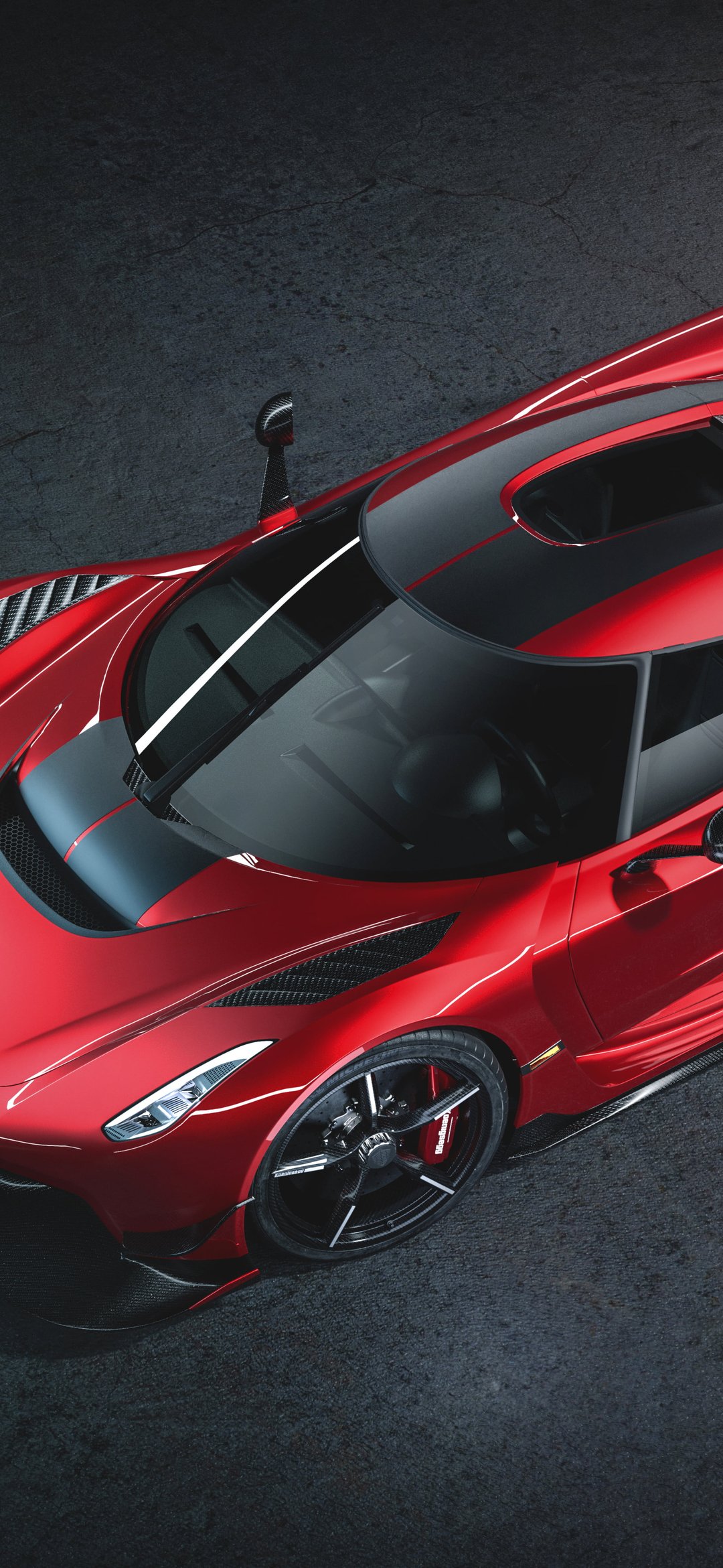 Red Koenigsegg Jesko - Wallpapers for iPhone 12 mini/13 mini, Samsung Galaxy S24/S24 FE/S25/S25 FE/S26/A55/A56/A35/A26/A16/M15, Xiaomi, Sony Xperia in 1080x2340 resolution