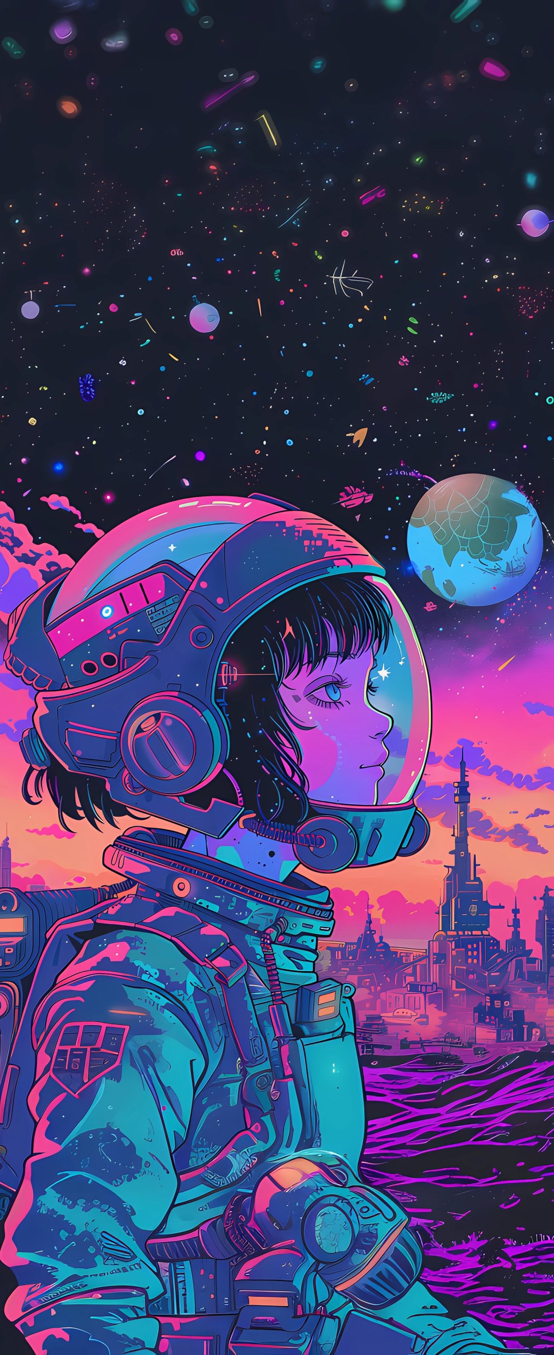Young cosmonaut on an imaginary planet - Wallpapers for Samsung Galaxy Z Flip6, Motorola Razr 2025 in 1080x2640 resolution