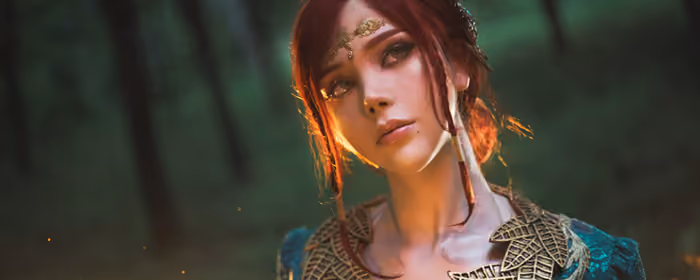 UltraWide 32:9 обои средневековье (3840x1080): Saya Fox, косплей, Трисс Меригольд, Ведьмак