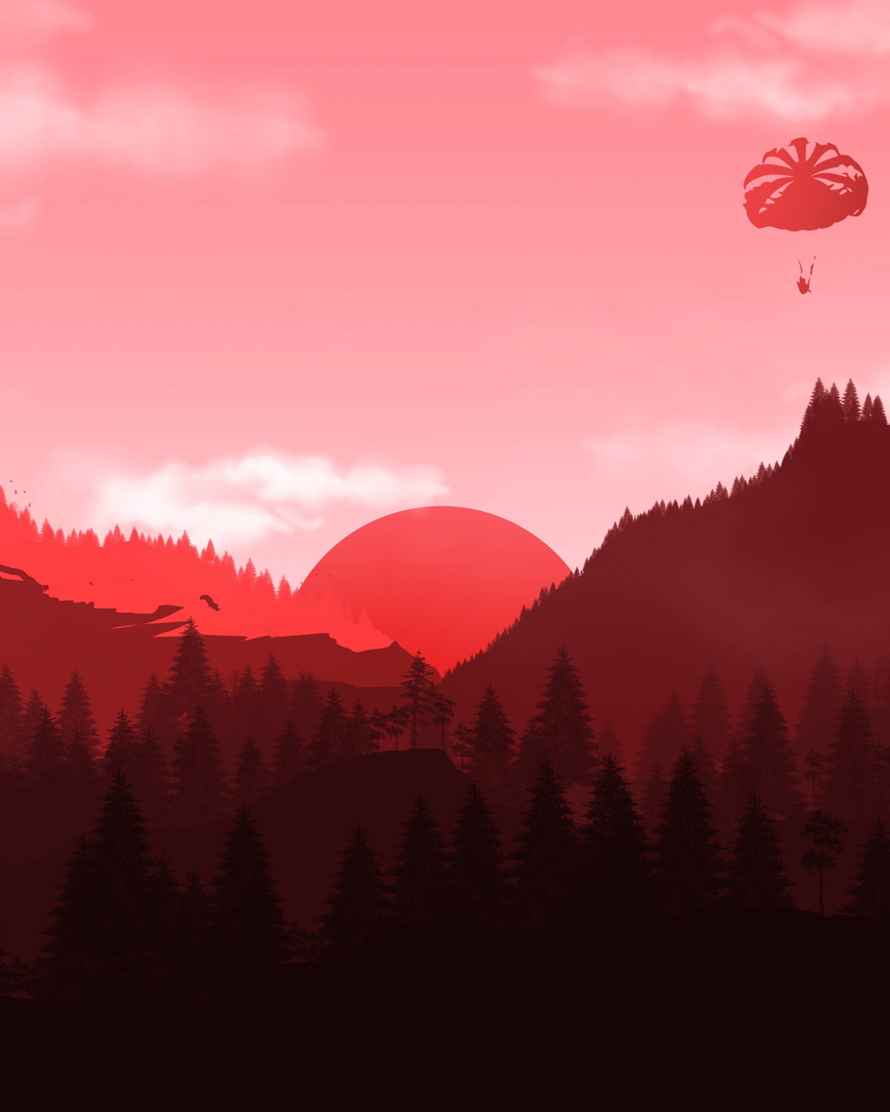 Red sunset over forest and mountains - Wallpapers for Samsung Galaxy Z Fold 2/3 in 1768x2208 resolution