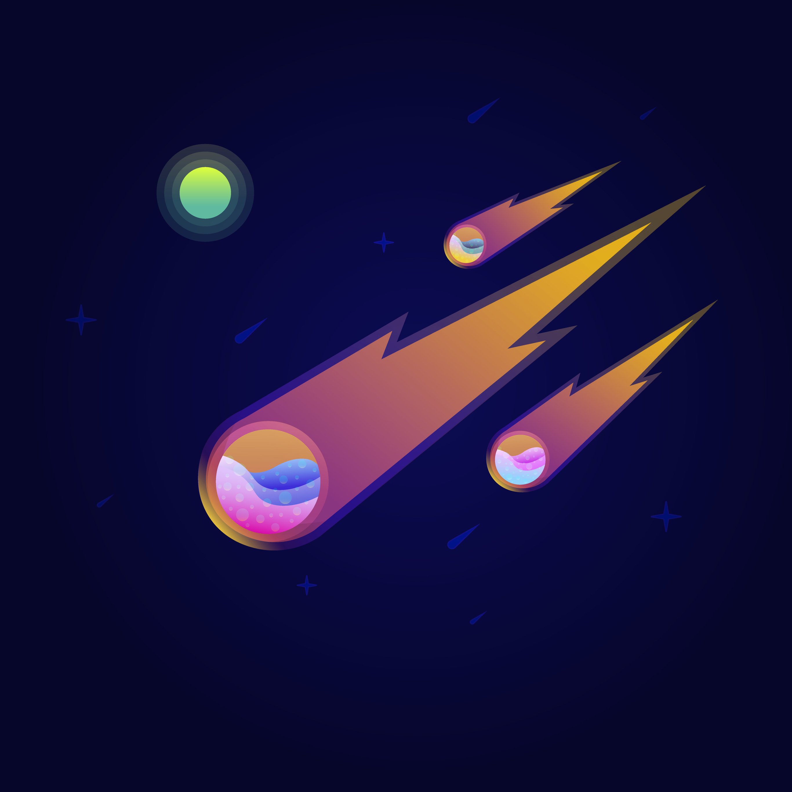 Bright comets in dark space - Wallpapers for iPad Pro 12.9″ in 2732x2732 resolution