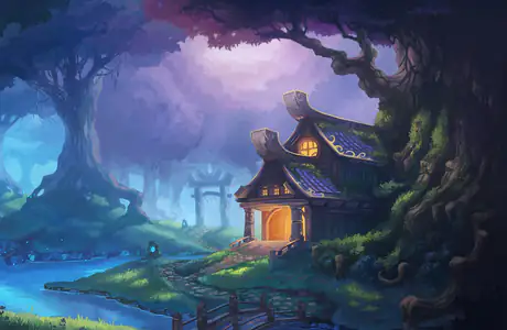Обои тропа: World of Warcraft, деревня, лес, река