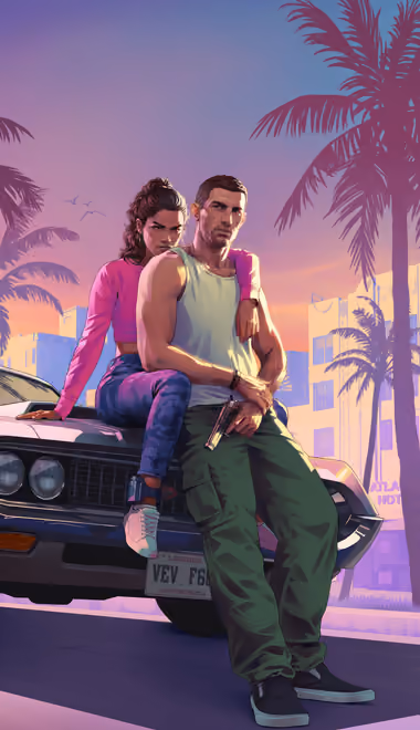 Обои Vice City для iPhone 6/6S/7/8/SE2/SE3 (750x1334): GTA 6, маслкар, персонаж, пистолет