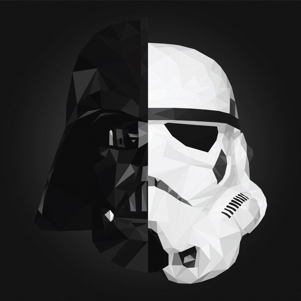 Darth Vader and the Low poly Stormtrooper - Wallpapers for Apple iPad 1 in 1024x1024 resolution