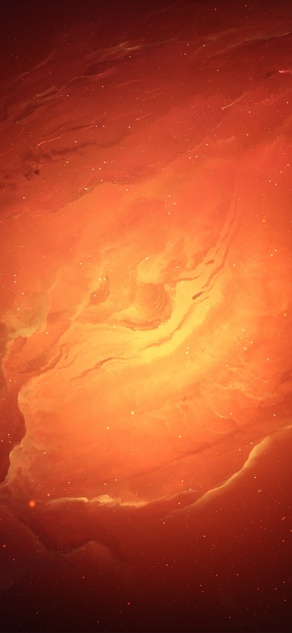 Bright red cosmic nebula - Wallpapers for iPhone 12 Pro/13 Pro/14 in 1170x2532 resolution