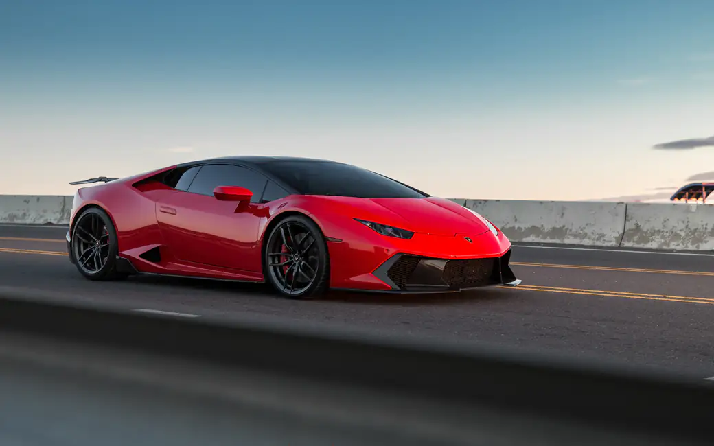 Red Lamborghini Huracán Vorsteiner — desktop and phone wallpaper, free download