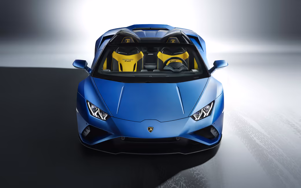 Голубой Lamborghini Huracán Spyder — обои на рабочий стол и телефон
