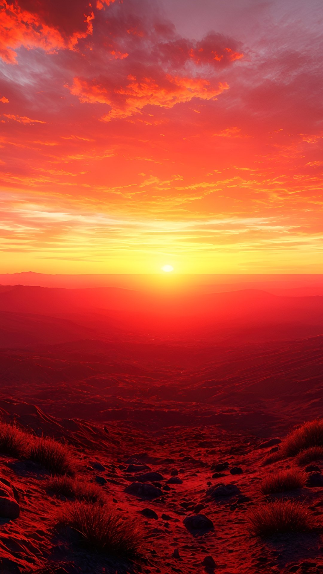 Red sunset over the desert - Wallpapers for Samsung, Honor, Sony in 1080x1920 resolution