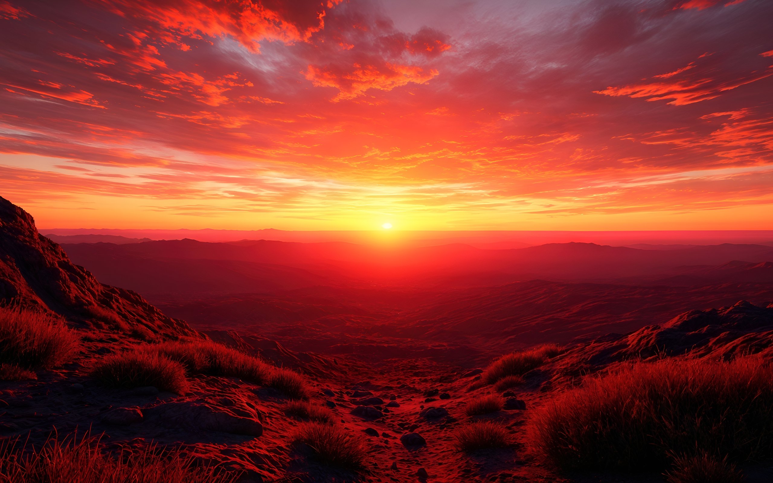 Red sunset over the desert - WQXGA and for Apple MacBook Air 13 wallpapers in 2560x1600 resolution