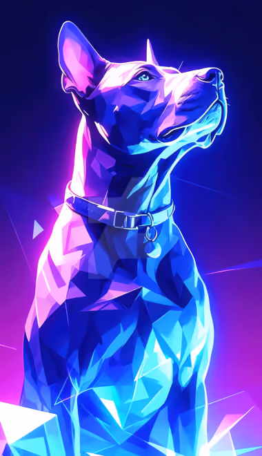 Animals wallpapers: dog, neon, low poly, pet