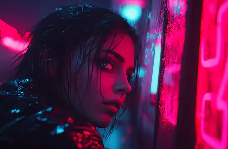People wallpapers: woman, neon, night, street