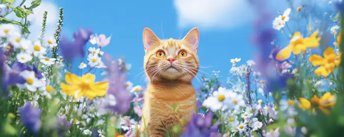 UltraWide 32:9 chamomiles wallpapers (3840x1080): cat, flowers, summer, field
