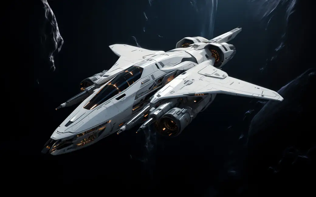 White spaceship in space — desktop and phone wallpaper, free download