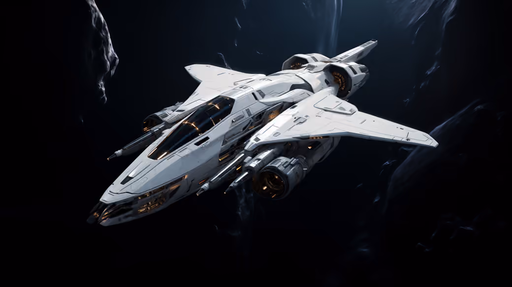 White spaceship in space - Wallpapers for iPhone 4/4S in 640x960 resolution