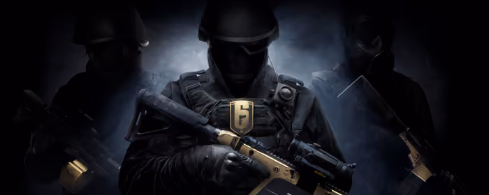 UltraWide 32:9 обои команда (5120x1440): Tom Clancy's Rainbow Six Siege, постер, автомат, шлем