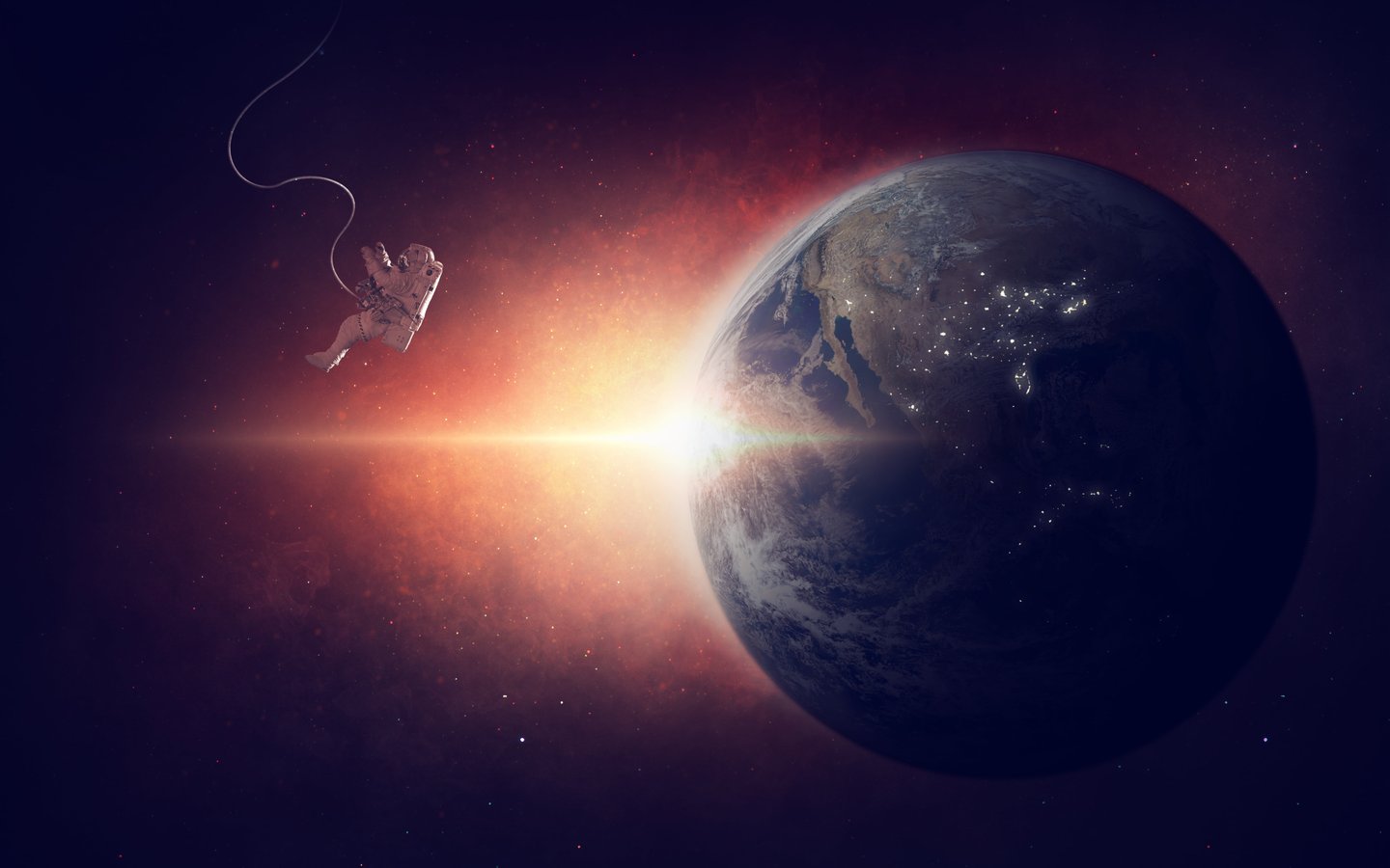Astronaut in outer space orbiting the Earth - WSXGA wallpapers in 1440x900 resolution