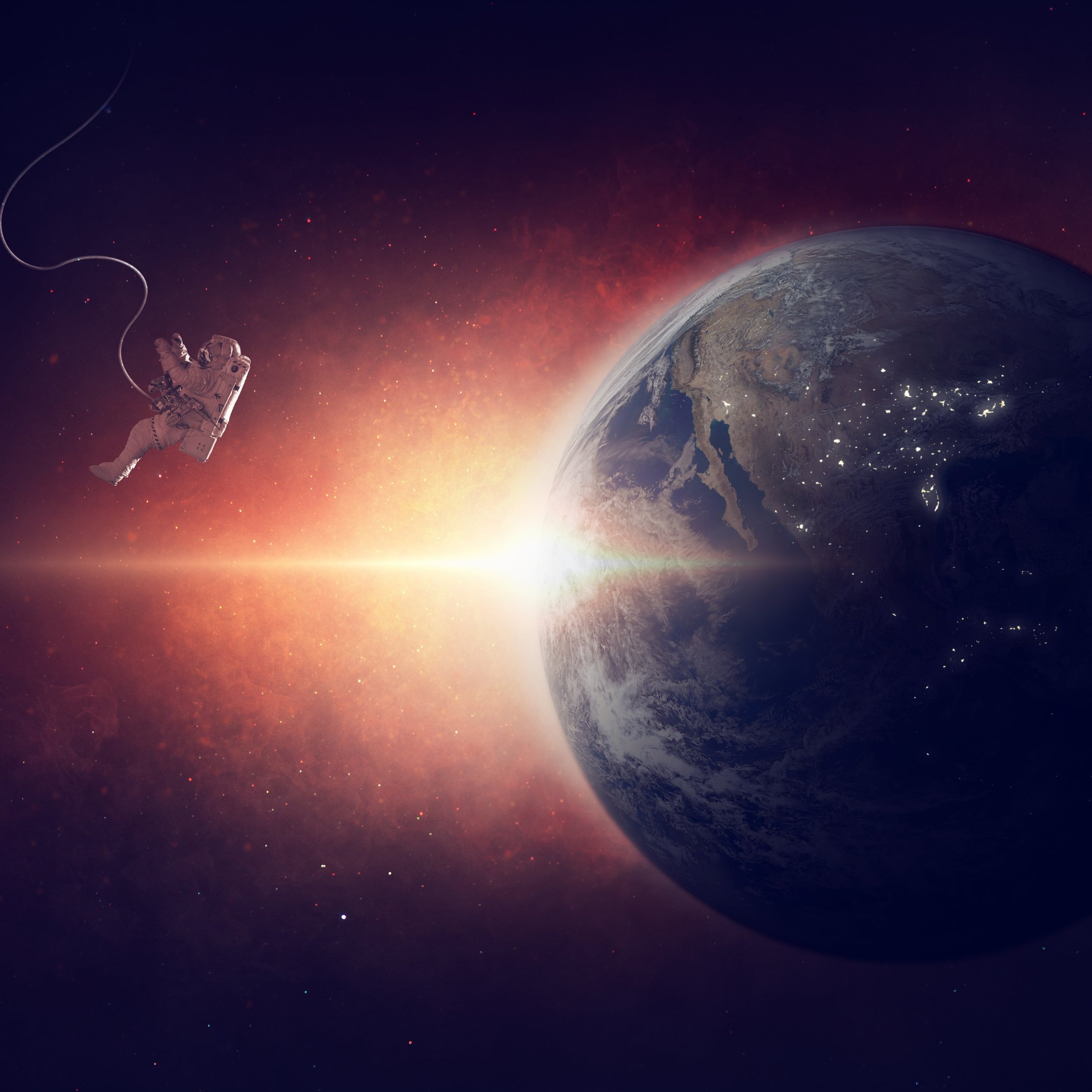 Astronaut in outer space orbiting the Earth - Wallpapers for iPad Pro 10.5″ in 2224x2224 resolution