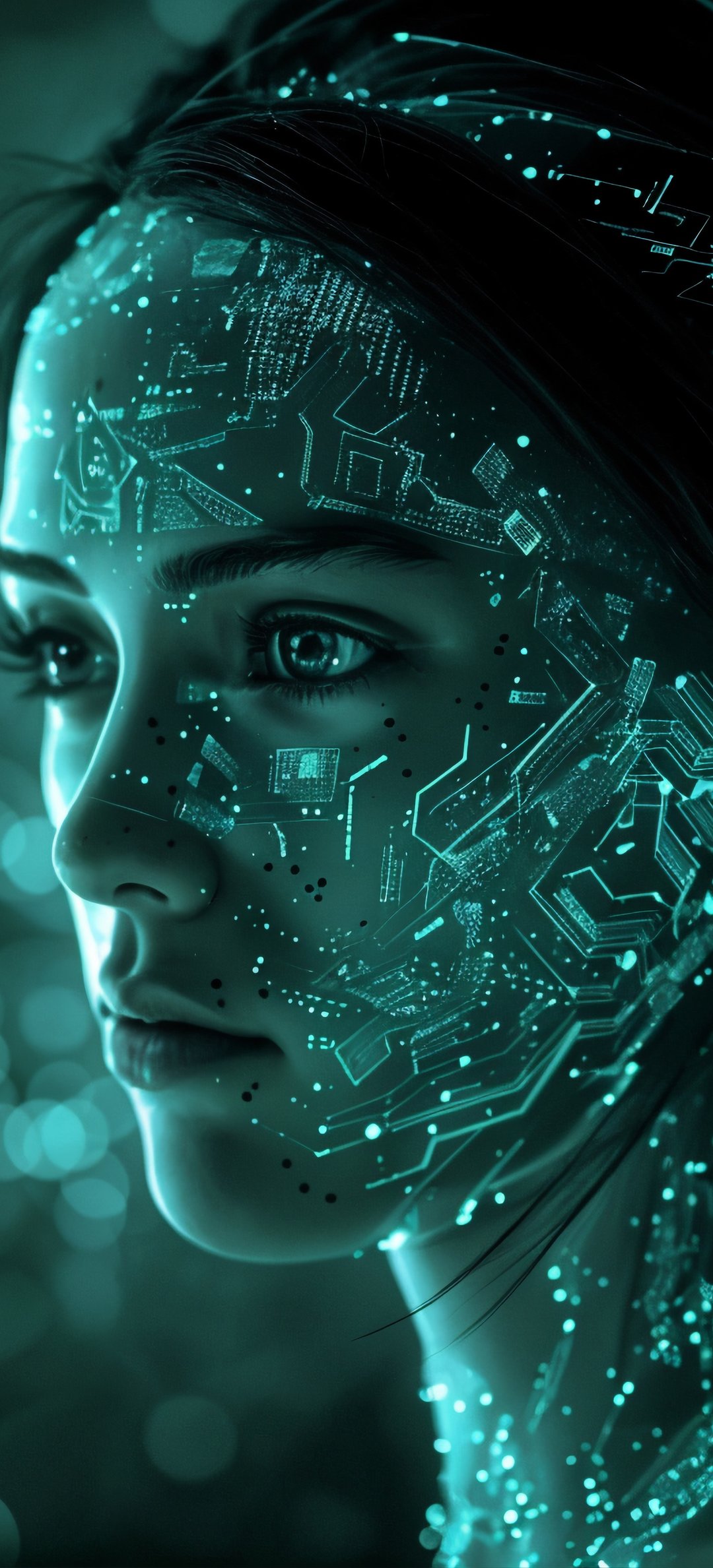 Technological Womans Face - Wallpapers for Honor/Huawei in 1080x2376 resolution