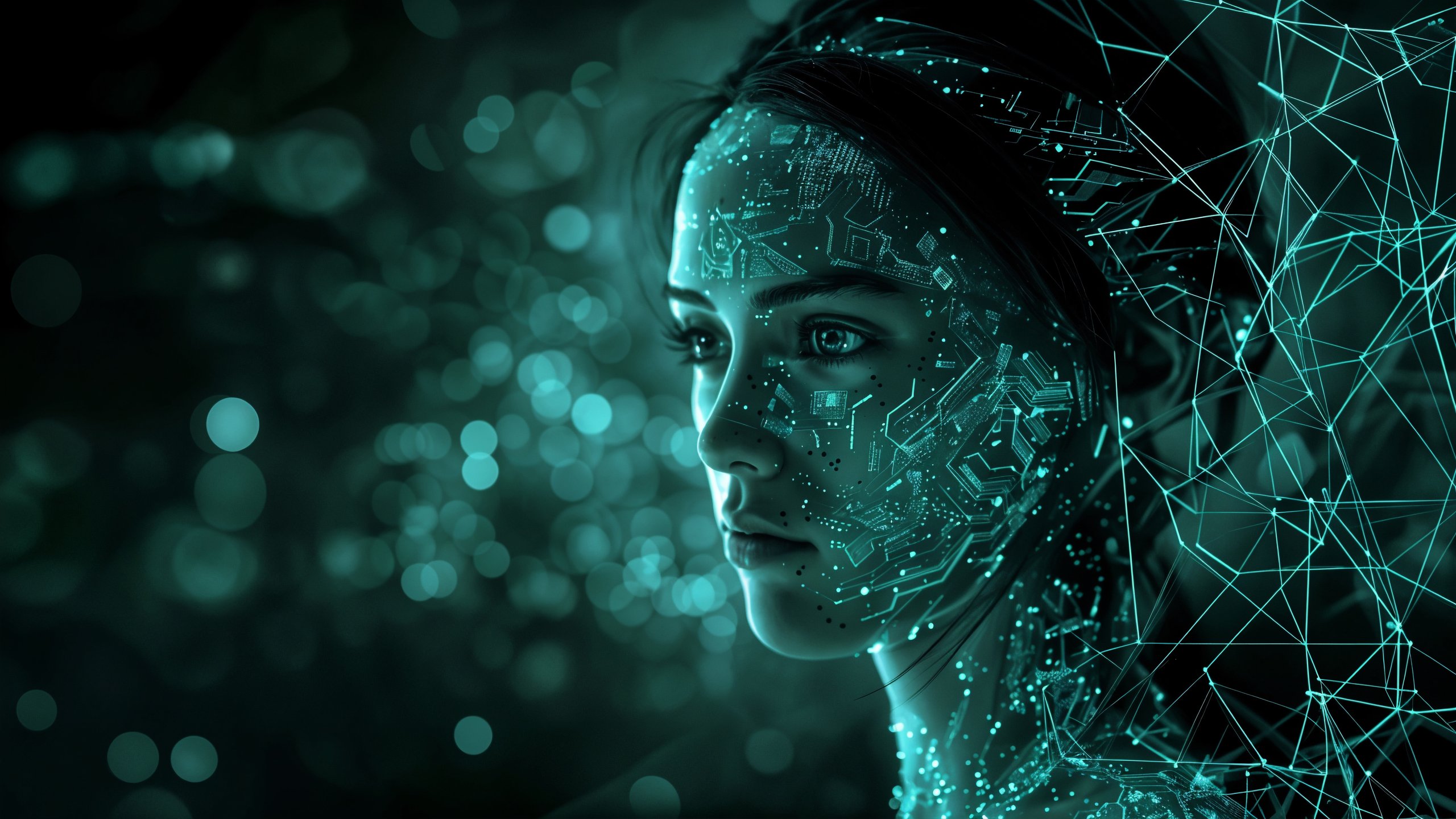 Technological Womans Face - 2K Quad HD wallpapers in 2560x1440 resolution
