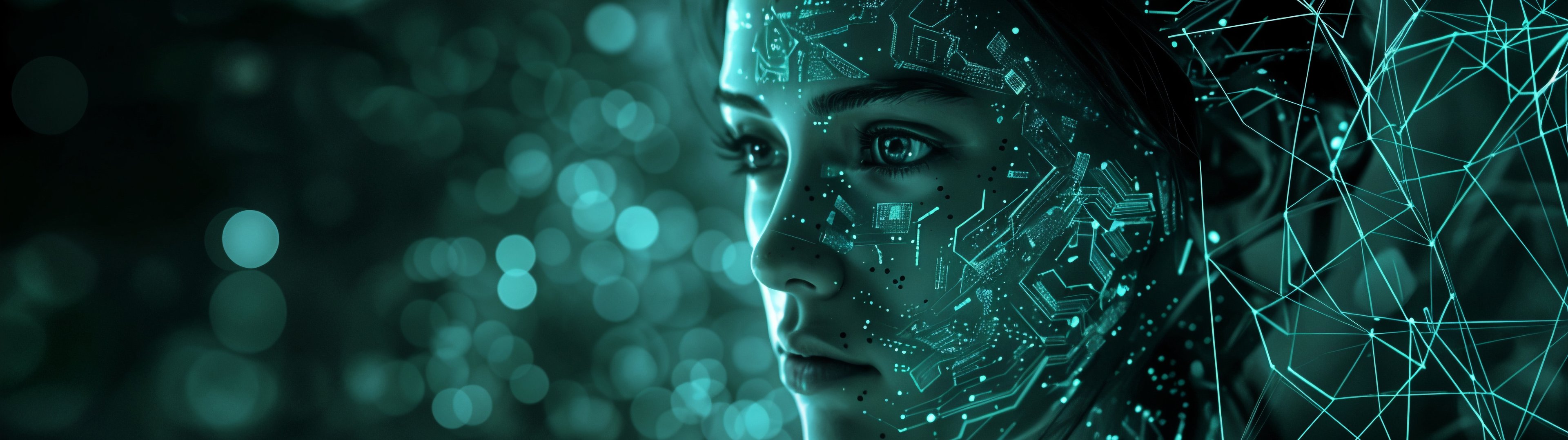 Technological Womans Face - UltraWide 32:9 wallpapers in 3840x1080 resolution