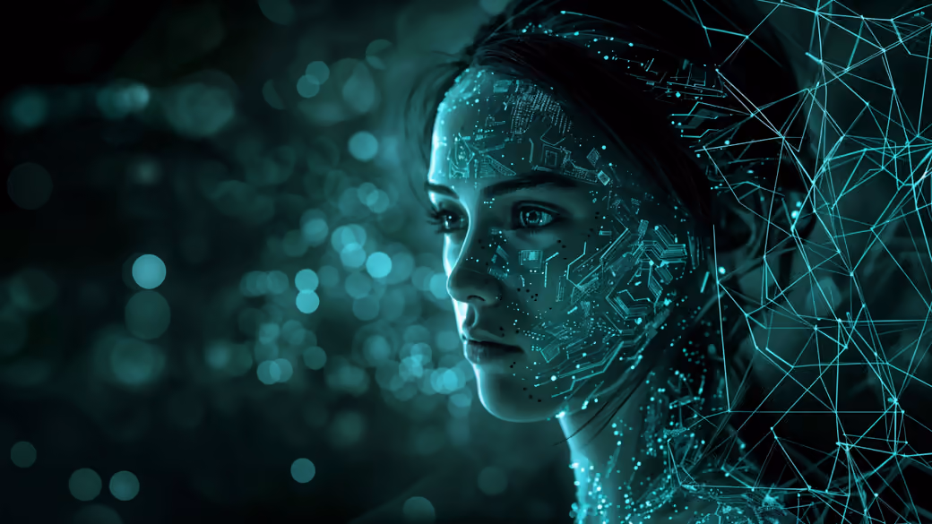 Technological Womans Face — desktop and phone wallpaper, free download