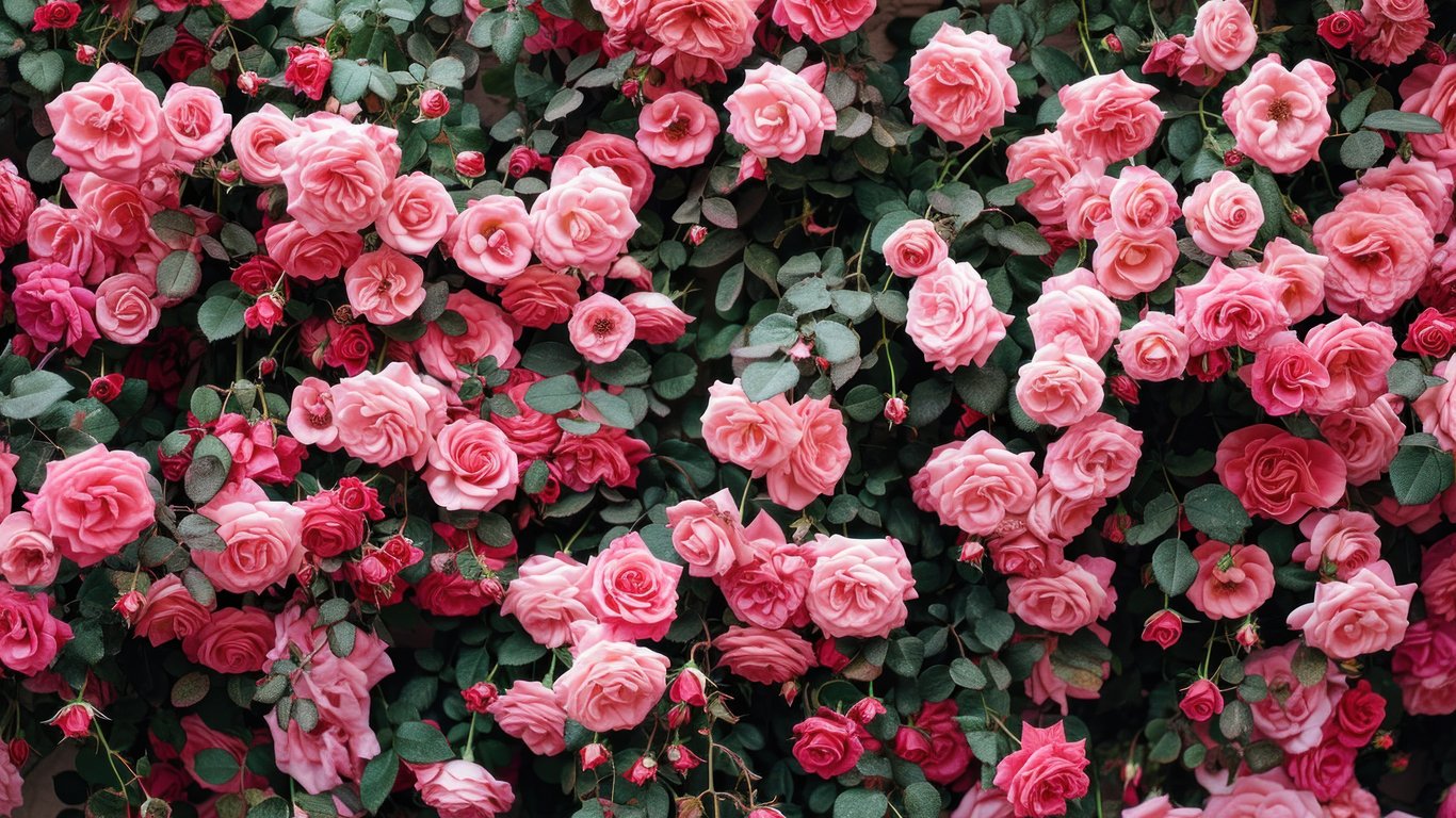 Lush pink roses - Laptop Wallpapers in 1366x768 resolution