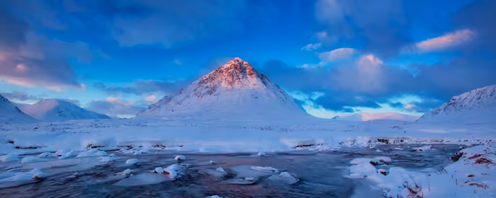 UltraWide 32:9 обои холод (3840x1080): ледник, горы, зима, снег