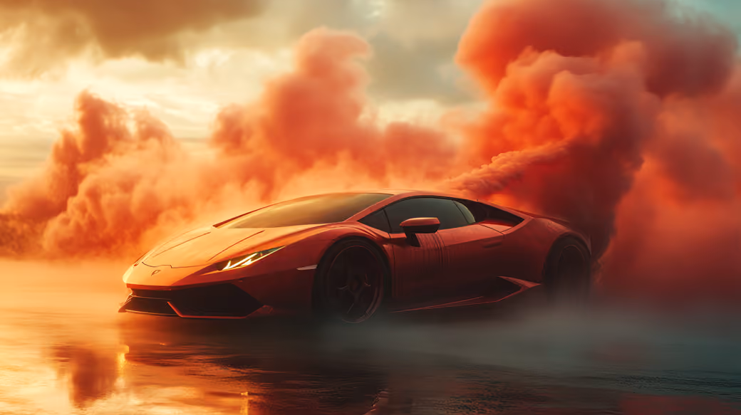 Red Lamborghini Huracán drifting on road — desktop and phone wallpaper, free download
