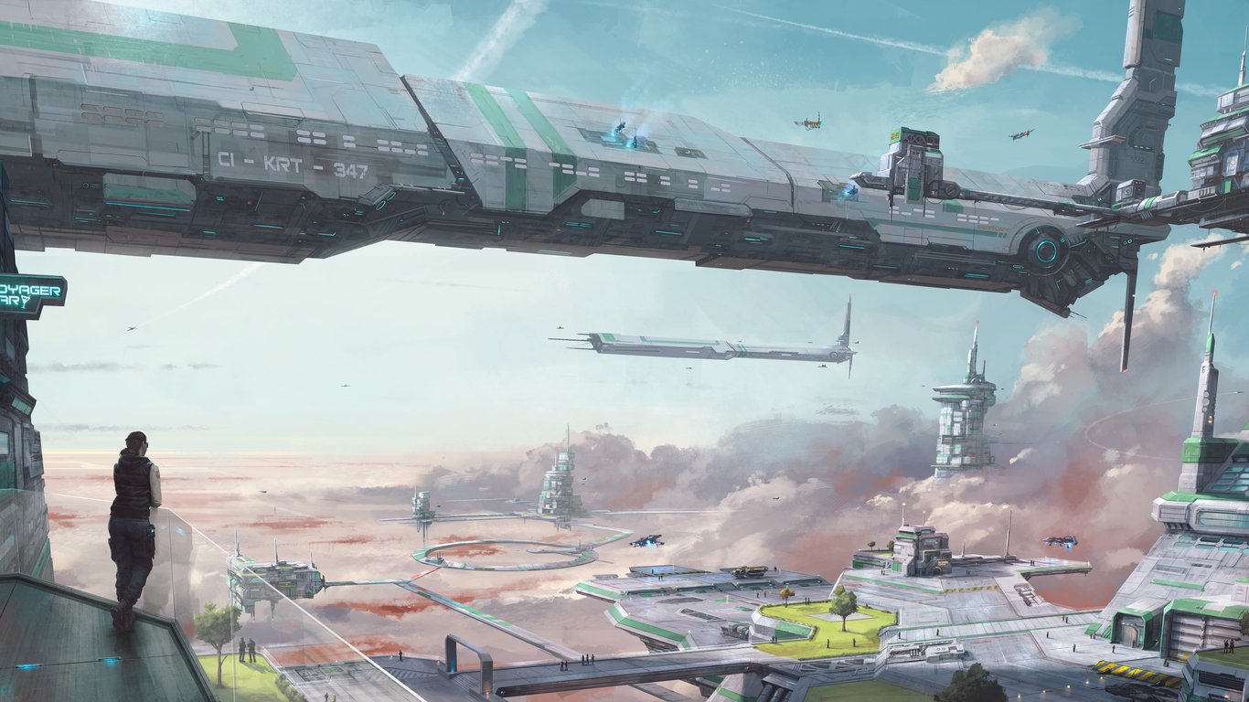 Futuristic space station - Laptop Wallpapers in 1366x768 resolution