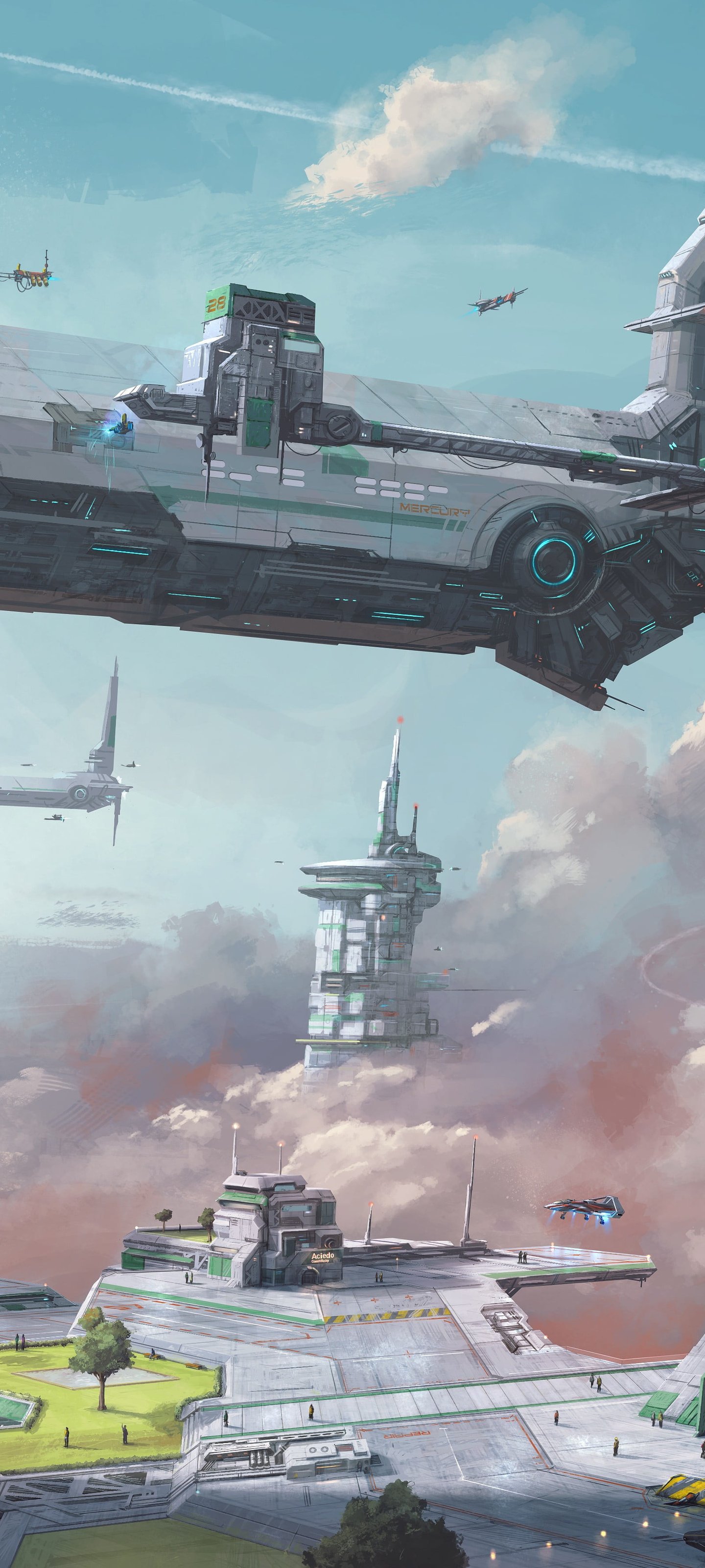 Futuristic space station - Wallpapers for Xiaomi 13 Ultra/14 Ultra/15 Ultra/17 Pro Max, Samsung Galaxy S20/S20 Ultra/S21 Ultra in 1440x3200 resolution