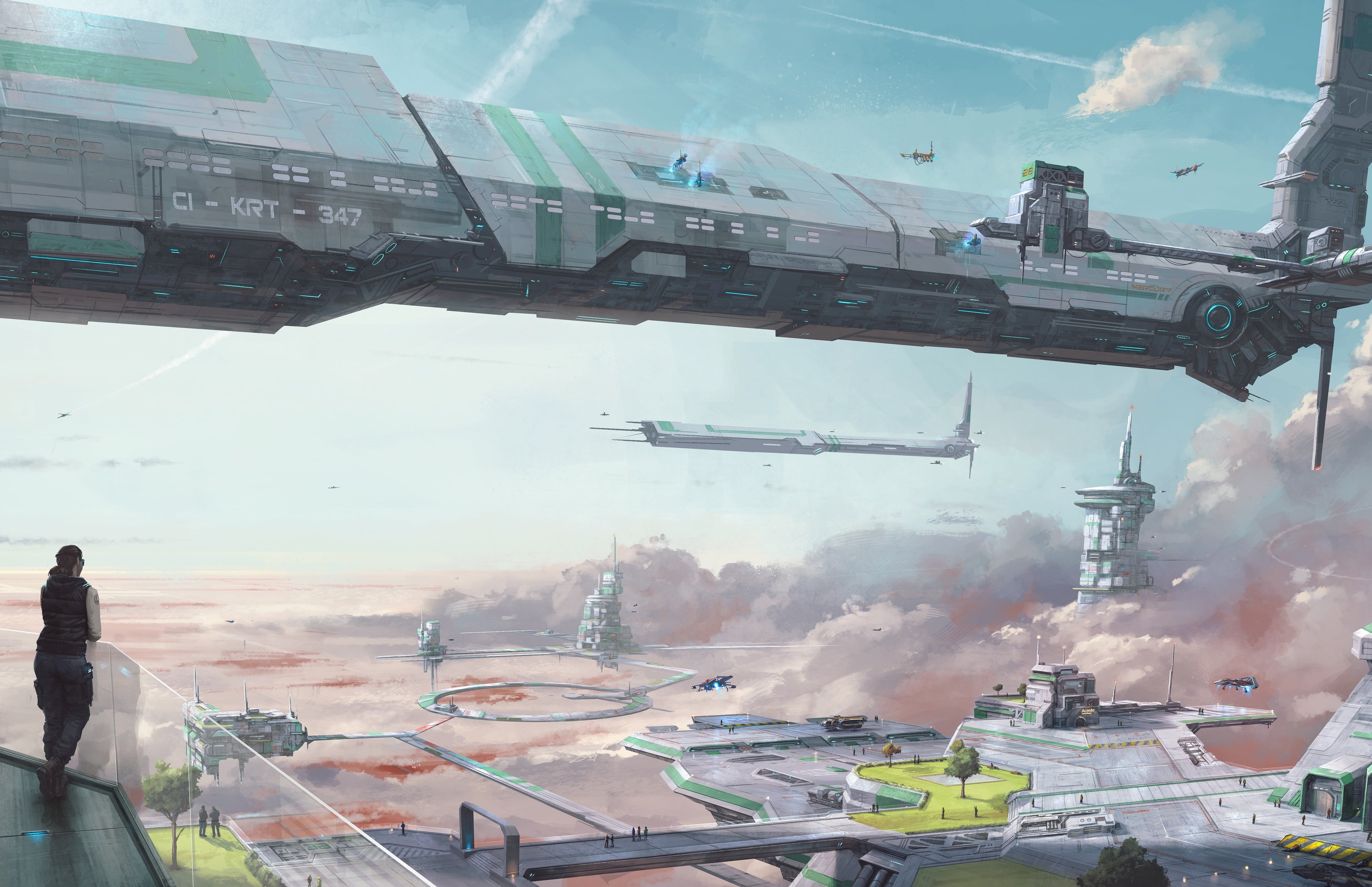 Futuristic space station - Wallpapers for Apple MacBook 16.2″ in 3456x2234 resolution