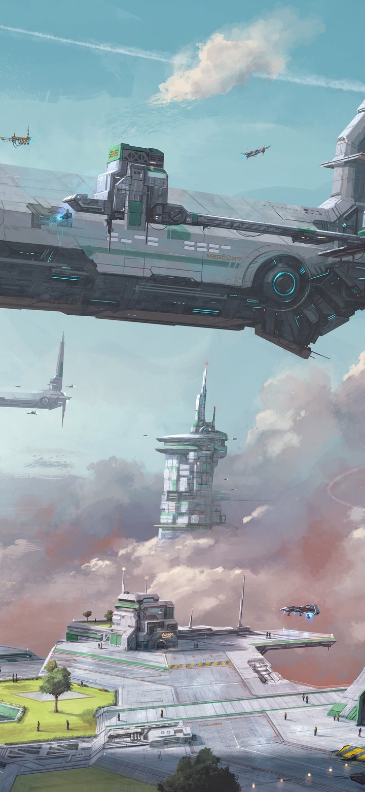 Futuristic space station - Wallpapers for Samsung Galaxy A11/A20e/A20/M11, Xiaomi Redmi 9A/9C, POCO C40 in 720x1560 resolution