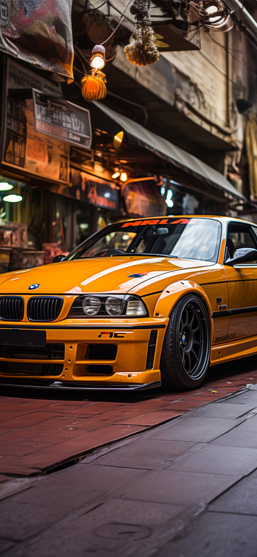 BMW 3 E36 with body kit tuning - Wallpapers for iPhone 12 mini/13 mini, Samsung Galaxy S24/S24 FE/S25/S25 FE/S26/A55/A56/A35/A26/A16/M15, Xiaomi, Sony Xperia in 1080x2340 resolution