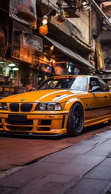 Vintage Wallpapers for Samsung Galaxy A03s, Xiaomi Redmi 7A, POCO C3 (720x1440): BMW 3, street, spoiler, body kit